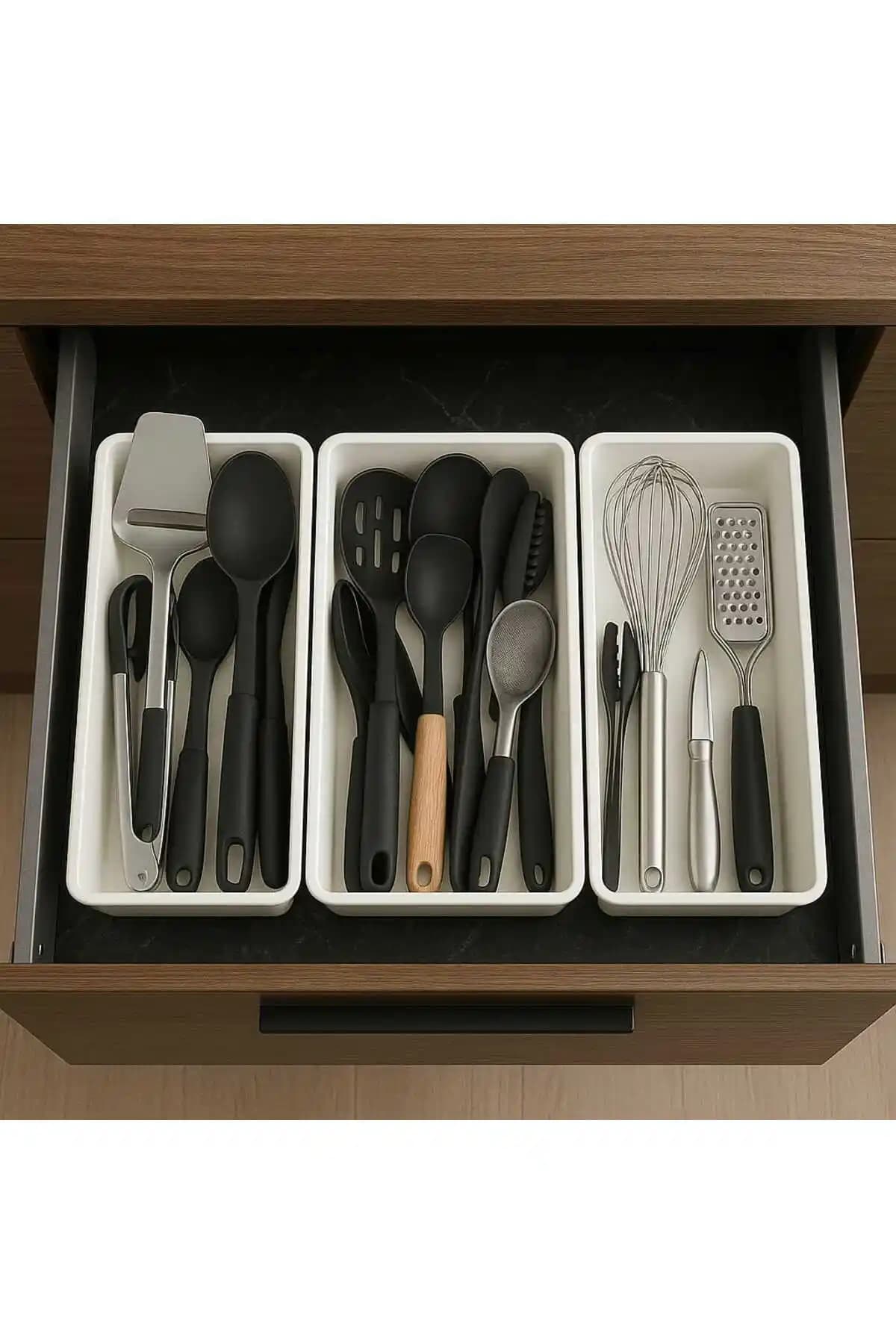 Ankahometoys 3'lü Beyaz Kaşıklık Seti: Mutfak Düzeninde Pratik ve Estetik Çözüm