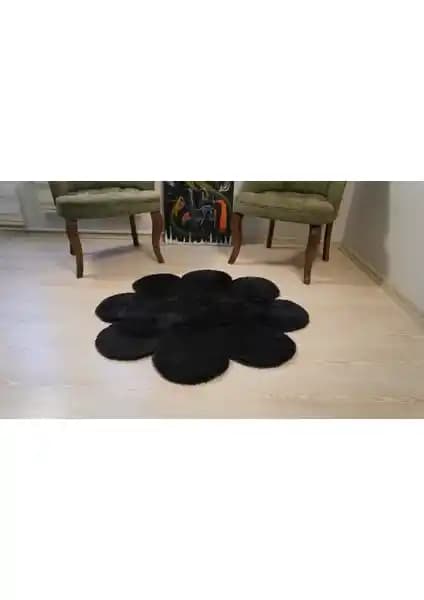 Besely Siyah Papatya Model Yuvarlak Kaymaz Taban Peluş Halı Özellikleri ve Kullanım Avantajları