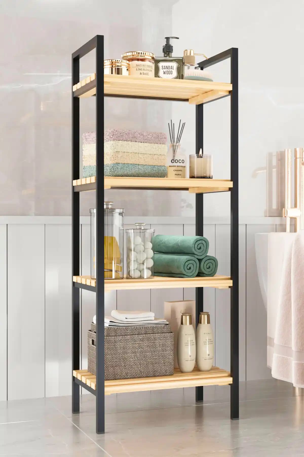 Bino Çok Amaçlı Metal ve Ahşap Raf Sistemi Modern ve Dayanıklı Depolama Çözümü