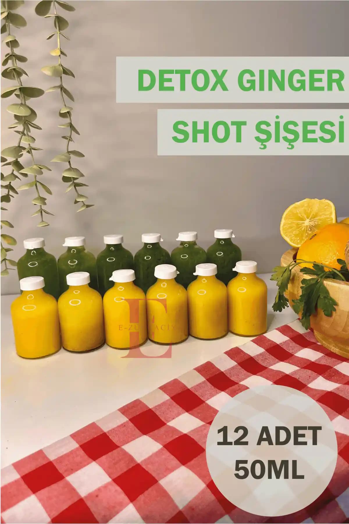 Cam Ginger Shot Şişeleri Seti 12 Adet Sağlıklı ve Pratik Kullanım İçin Uygun
