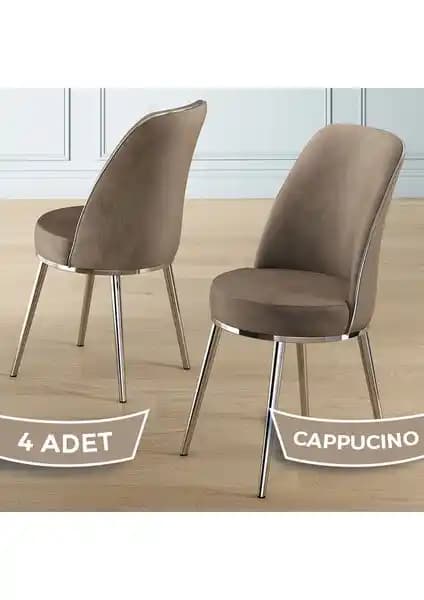 Canisa Pefa Serisi 4'lü Cappucino Renkli Modern Mutfak Sandalyesi Seti