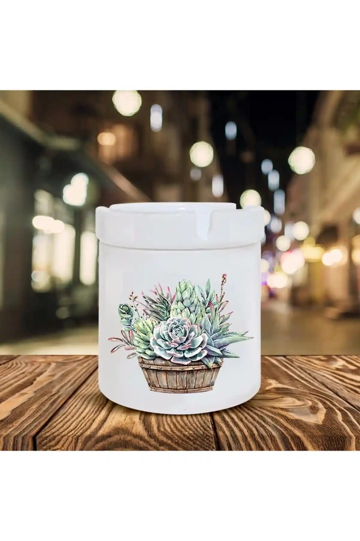 Çiçek Sepeti Baskılı Seramik Kokusuz Küllük: Estetik ve Pratik Tasarım Özellikleri