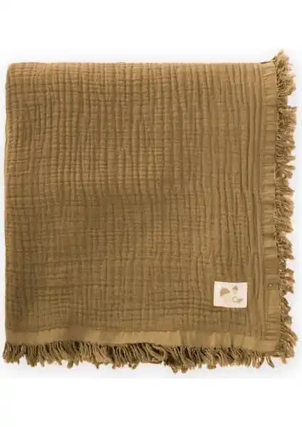 Cigit Dört Kat K. Püsküllü Battaniye: Yumuşak ve Estetik Pamuk Bebek Battaniyesi