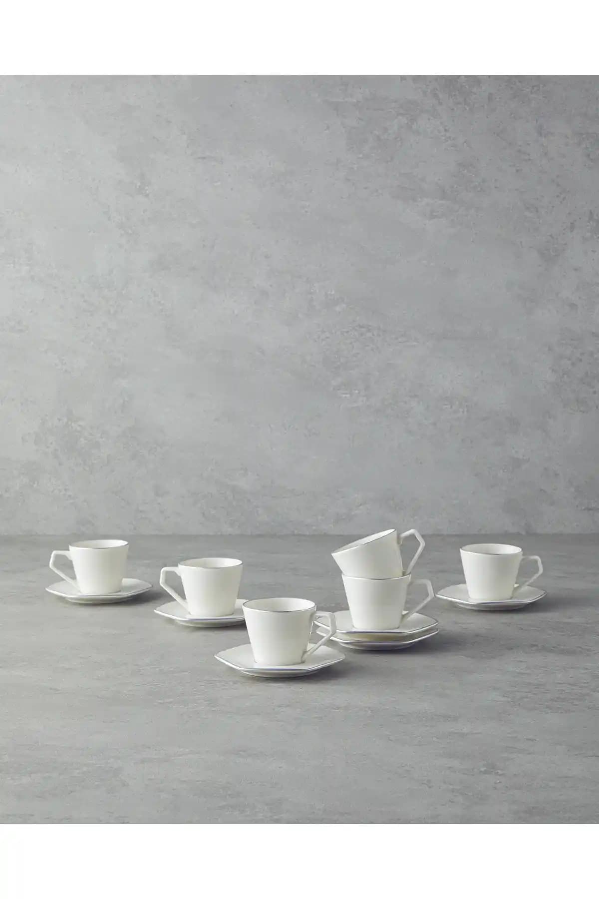 English Home Marlin Bone Porselen Kahve Fincan Takımı 12 Parça Modern ve Şık Tasarım
