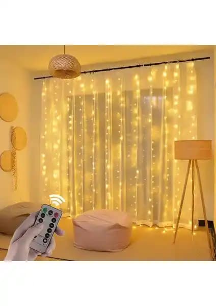 Exeo USB Kumandalı Su Geçirmez Sarı Perde Peri LED Dekoratif Aydınlatma Çözümü