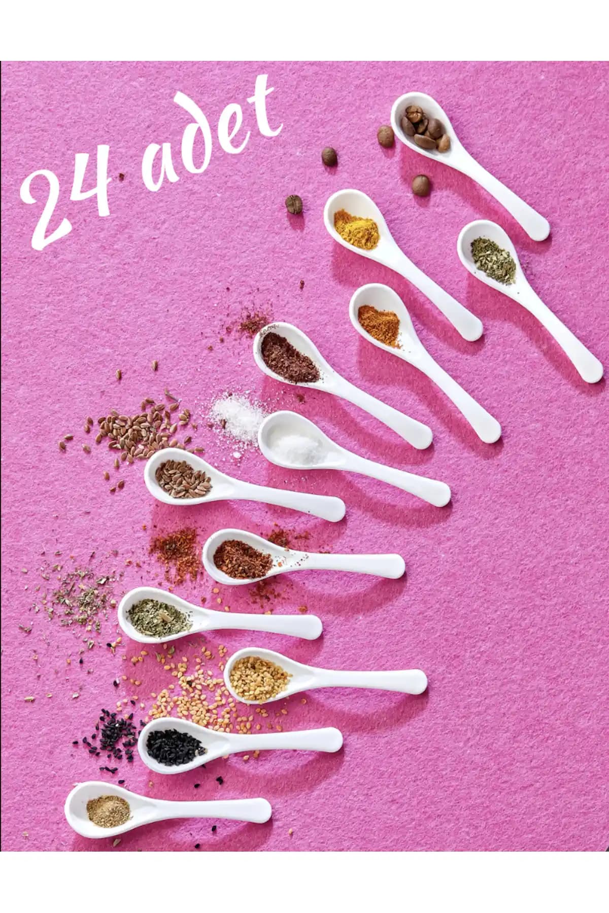 FBZhome 24'lü Beyaz Servis ve Baharat Kaşığı Seti Çok Amaçlı Kullanım İçin Uygun