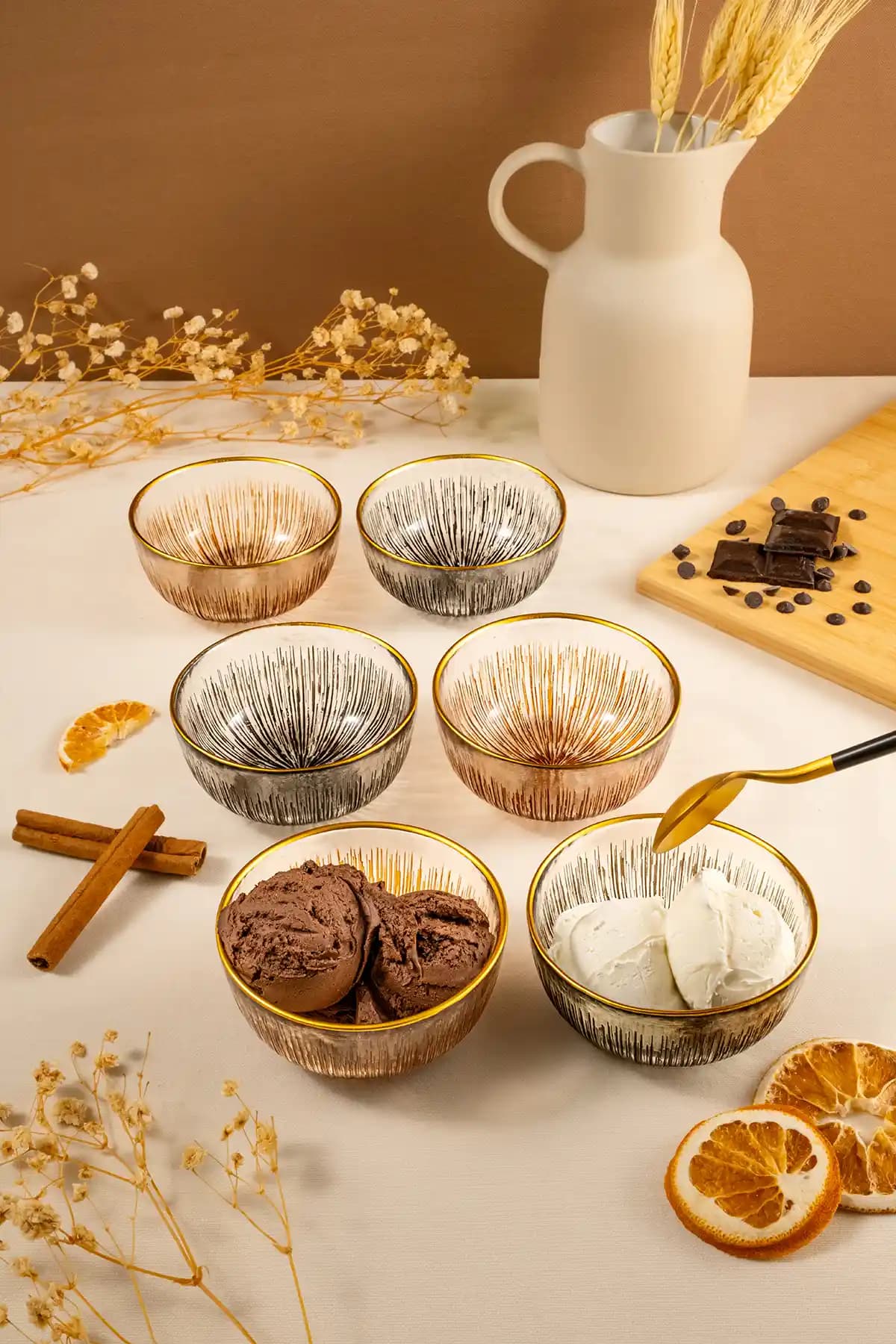 Fecra Mystic 6'lı Cam Kase Seti Zarif ve Çok Amaçlı Sunumlar İçin Ideal