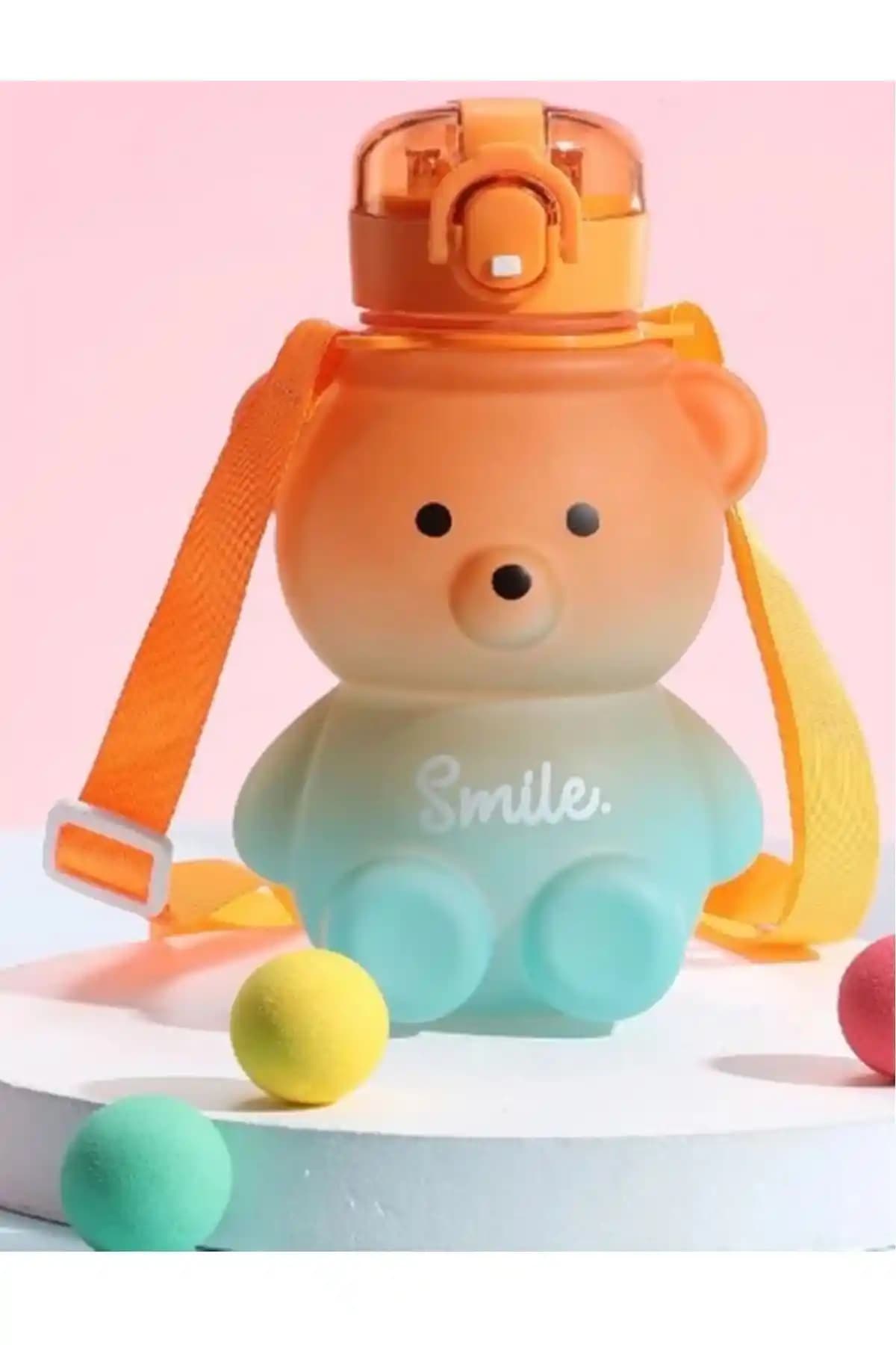 İndirimKap Smile Ayıcık Model Su Matarası Çocuklar İçin Sağlıklı ve Pratik Tasarım
