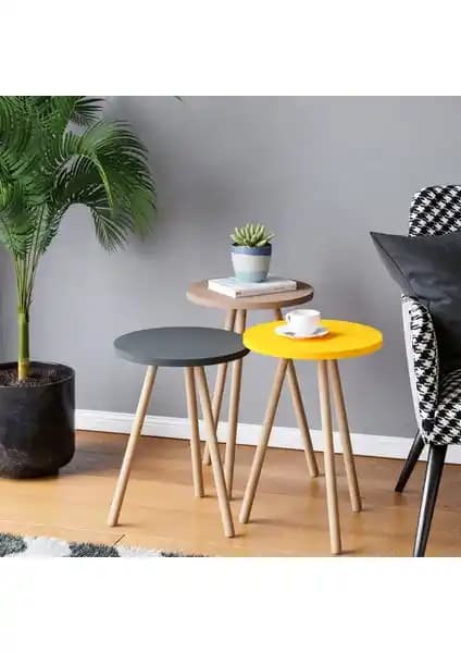 İntergo Renkli 3'lü Zigon Sehpa Seti Modern ve Şık Tasarım Özellikleri