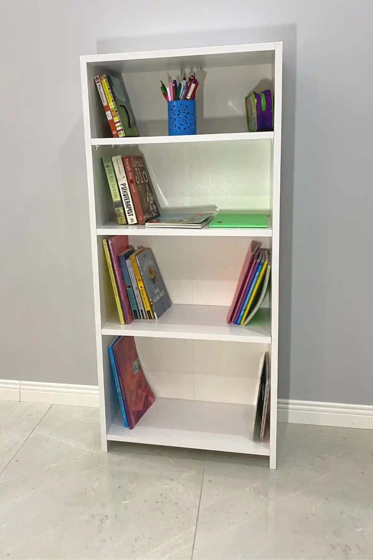 IRMAK MOBİLYA 4 Raflı Modern Kitaplık: Şık ve Fonksiyonel Depolama Çözümü