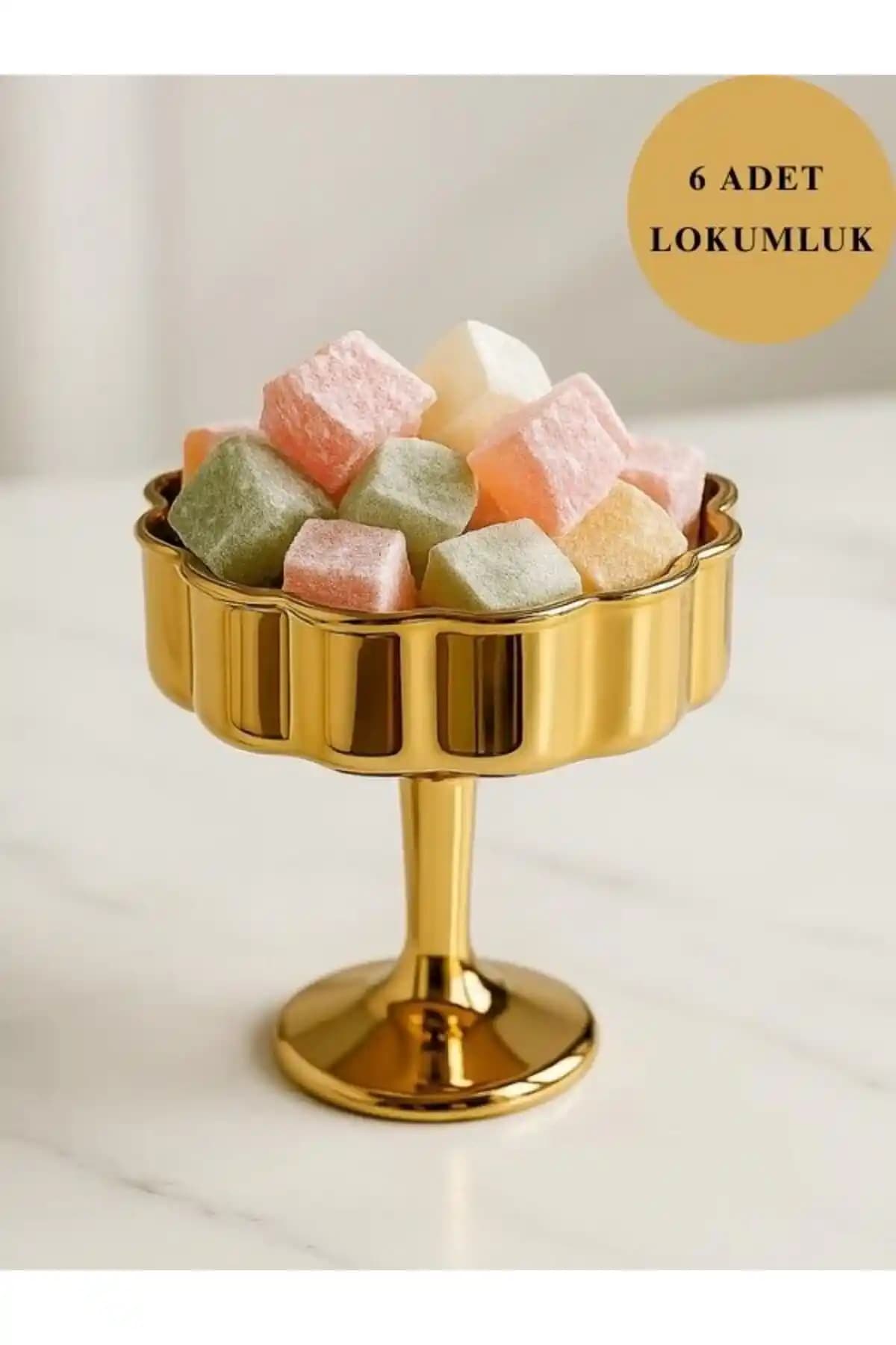 İsra Kristal 6’lı Gold Lokumluk Şekerlik ve Reçellik Seti Zarif ve Dayanıklı Tasarım