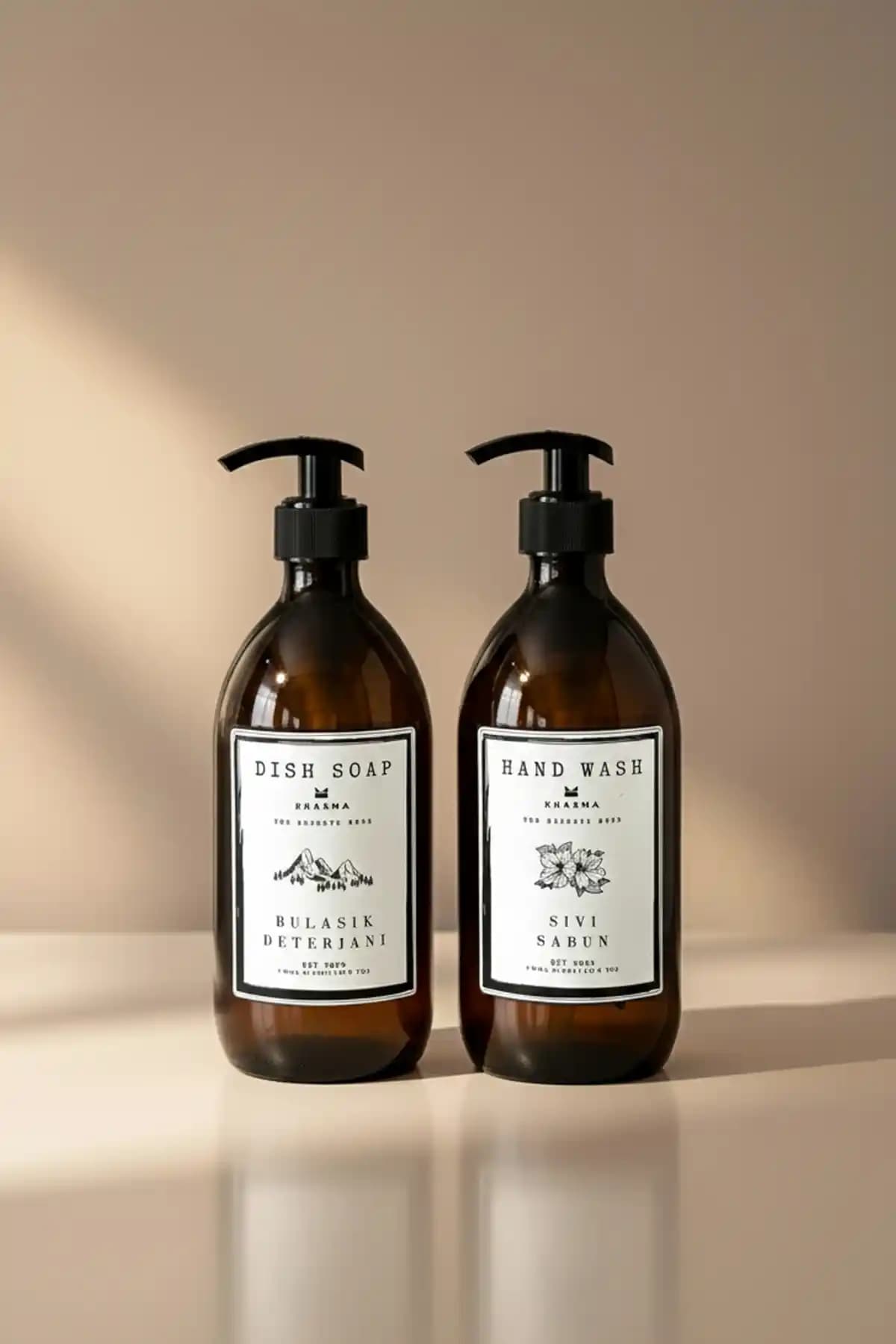 KHAKMA 2'li Sıvı Sabun ve Bulaşık Deterjanı Şişeleri Modern ve Dayanıklı Tasarım