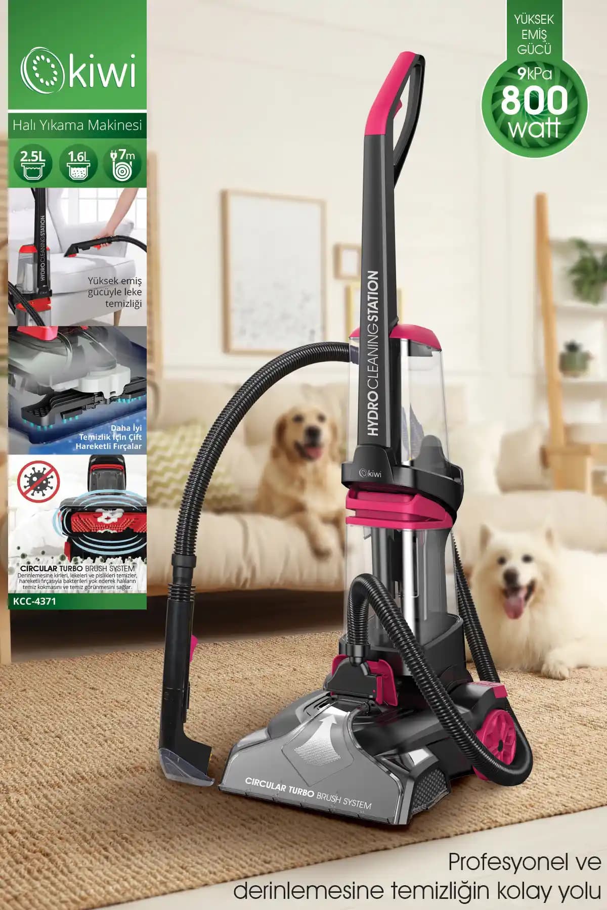 Kiwi KCC-4371 PRO Bağlanabilir Koltuk ve Halı Temizleme Makinesi Özellikleri ve Kullanım Alanları