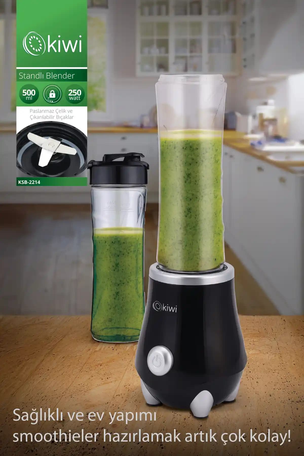 Kiwi KSB-2214 Standlı Sporcu Blenderi: Pratik ve Dayanıklı Kişisel Blender Özellikleri