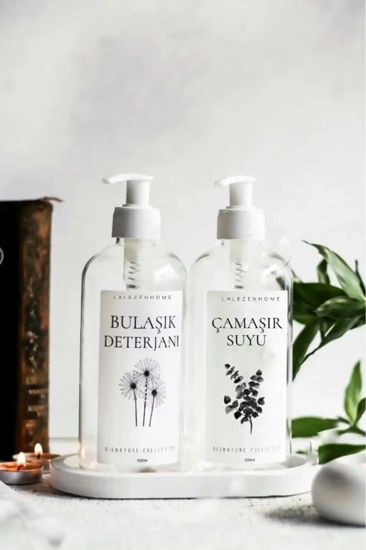 LALEZEN HOME Beyaz Stantlı Şeffaf Çamaşır Suyu ve Bulaşık Deterjanı İkili Şişe İncelemesi