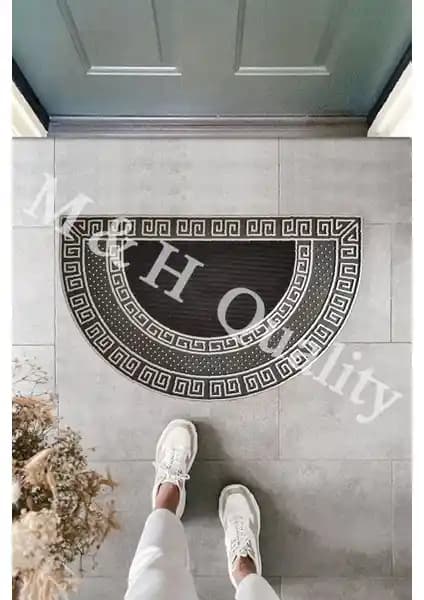 M&H Kalitesiyle Dekoratif Yarım Ay Versace Model Kapı Önü Paspası