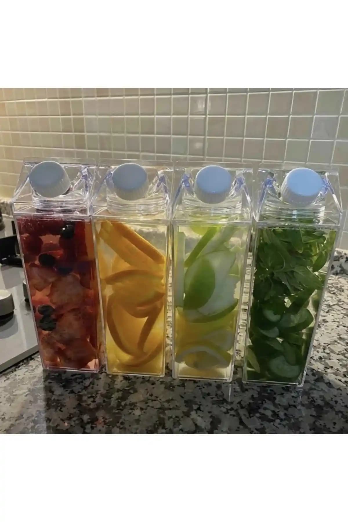 Mimoza Park 500ml Mika Süt Kutu Tasarımlı Su Kahve Içecek Şişesi: Şık ve Dayanıklı Pratik Kullanım