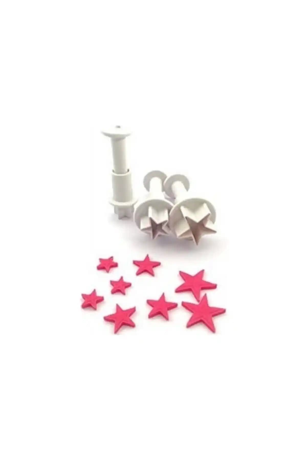 Mini Yıl<dı>z Basmalı Kurabiye Kalıbı Üçlü Set Pratik ve Estetik Mutfak Gereci