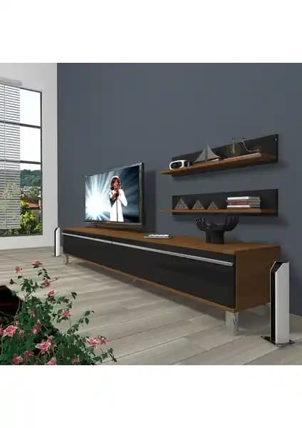Modern MDF TV Ünitesi Krom Ayaklı Şık Tasarım ve Fonksiyonellik Bir Arada