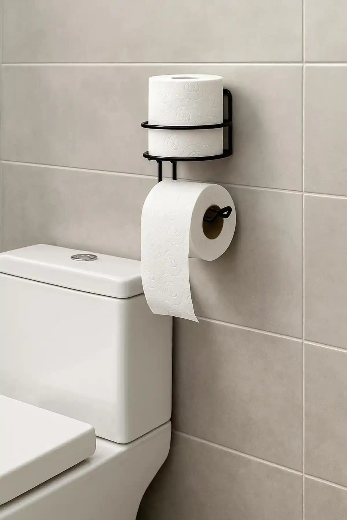 Modern ve Dayanıklı Yuvarlak Yapışkanlı Tuvalet Kağıdı Askısı - Şık Banyo Aksesuarları