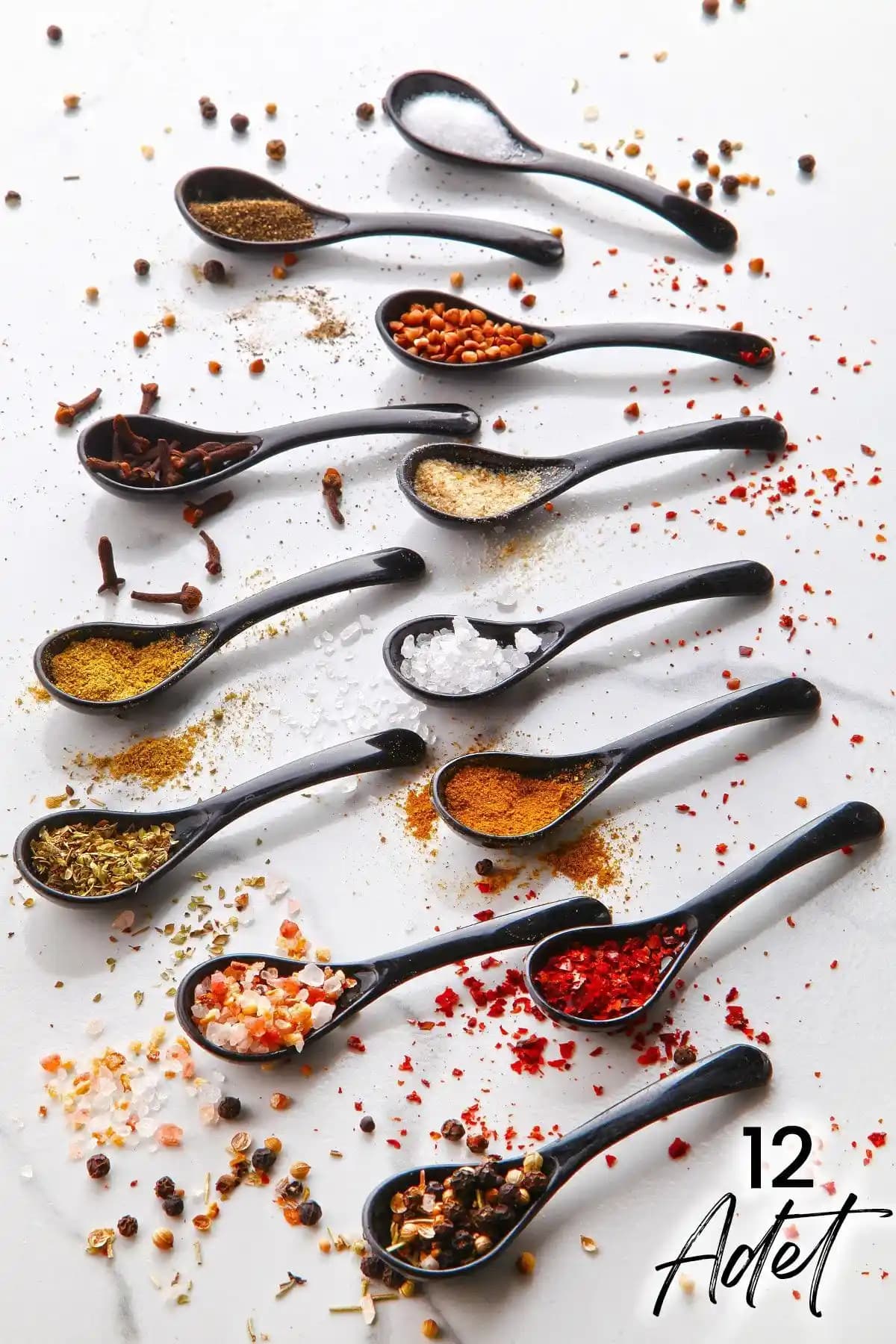 NESS HOME Siyah Servis ve Baharat Kaşığı Seti 12 Parça Pratik ve Estetik Mutfak Gereçleri