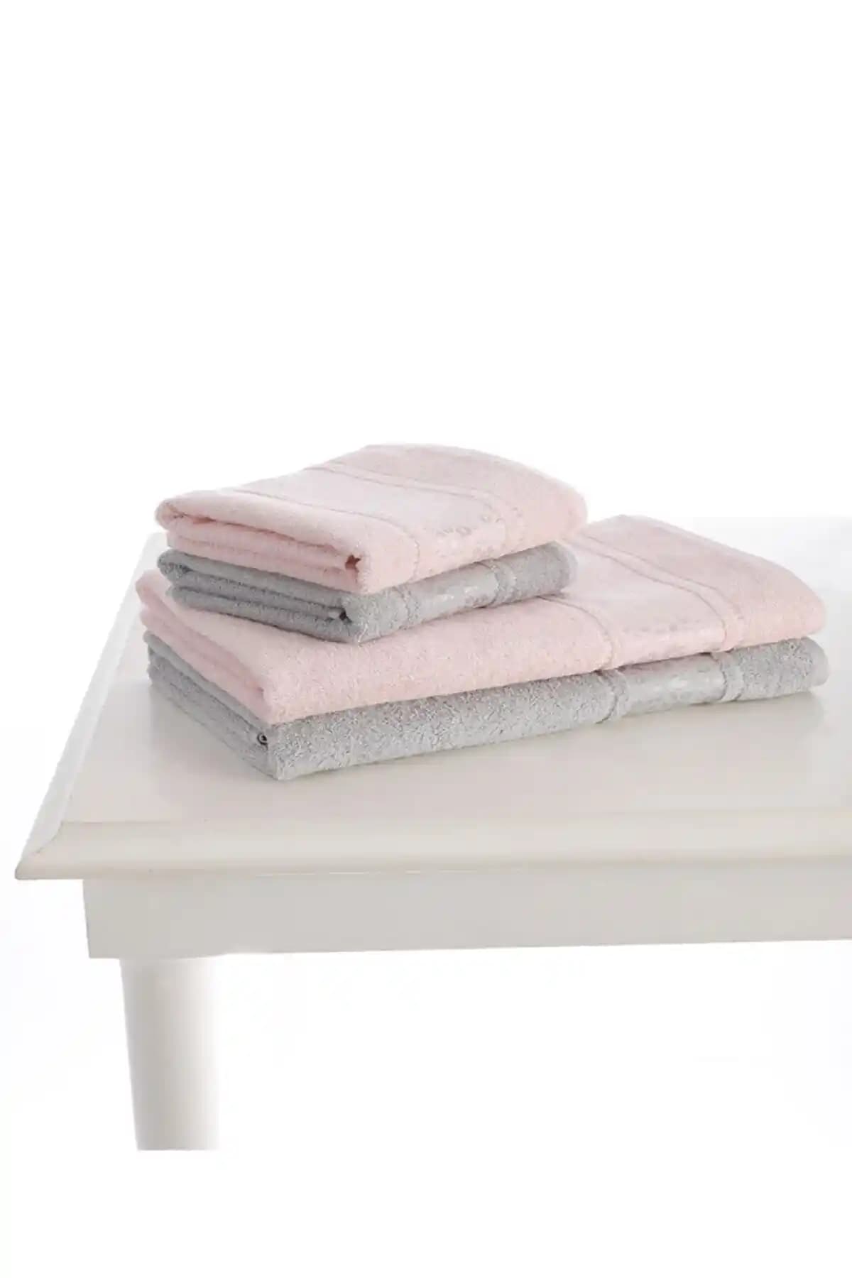 Özdilek Camellia Best Set Hamam Takımı Gri Pembe Yüksek Kalite ve Estetik