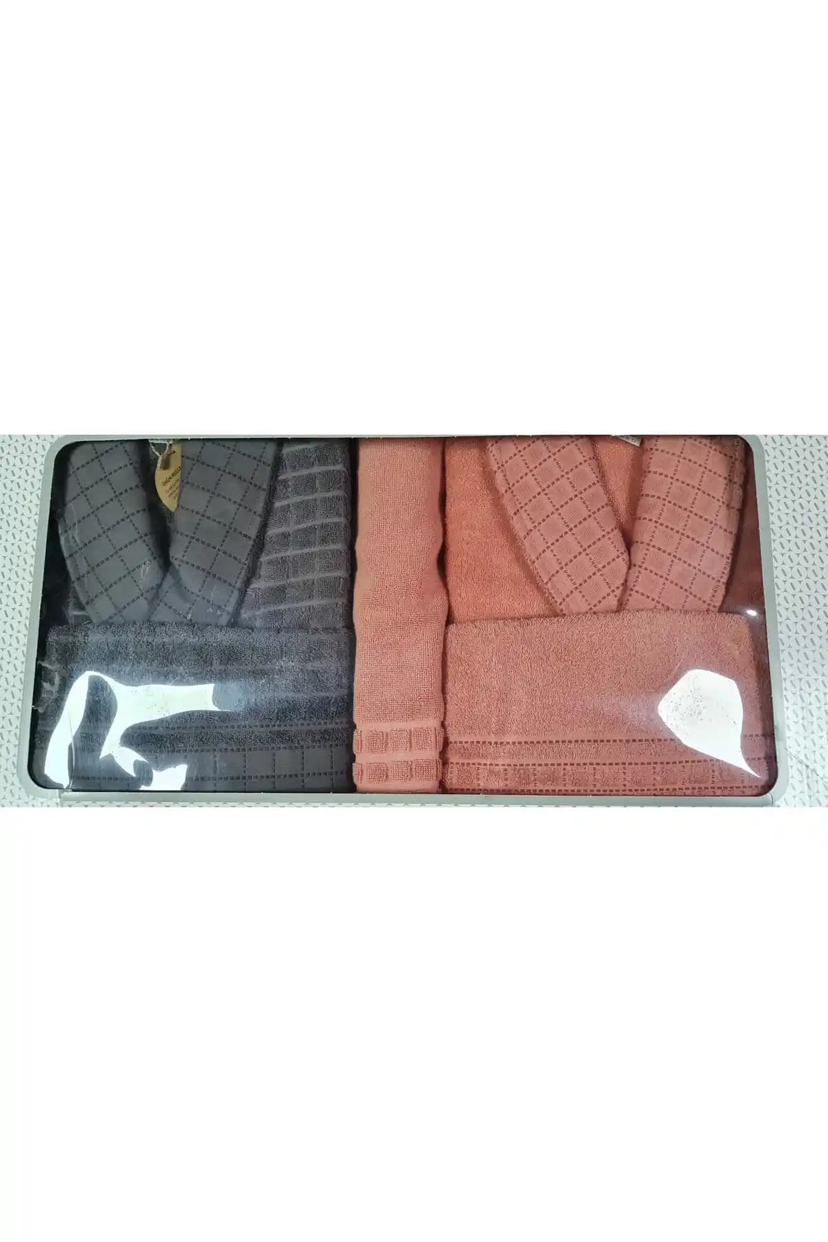 Özdilek Graph Happy 5 Parça Bornoz Seti Rose-antrasit: Şık ve Konforlu Ev Kullanımı