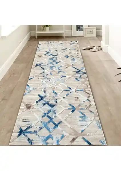 Payidar Yıkanabilir Kaymaz Taban Kesme Yolluk Halı 100x100 cm Krem Modern Tasarım