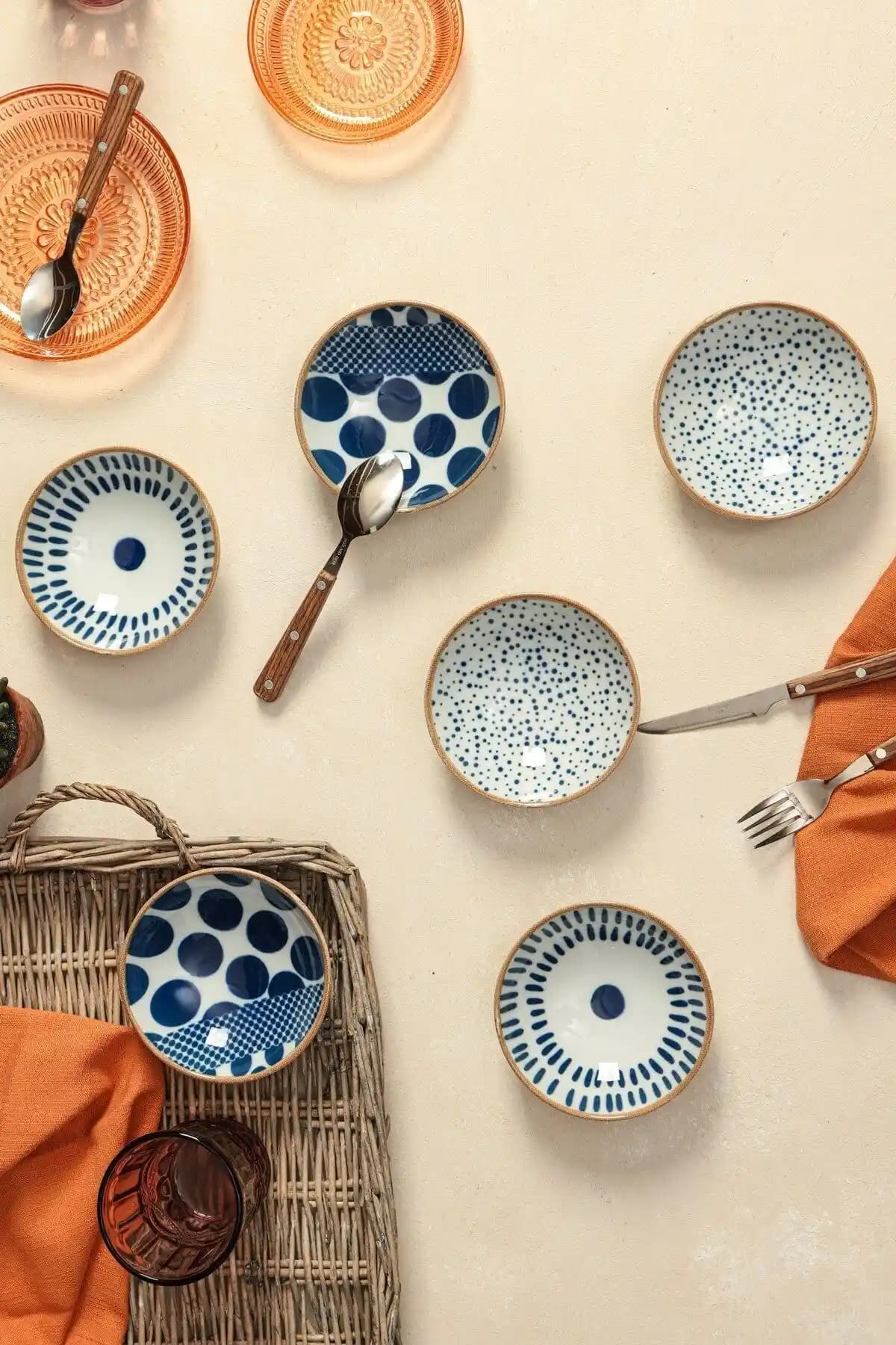 Porland Spotty 6'lı Karma Çerezlik ve Sosluk Kase Takımı Şık ve Dayanıklı Mutfak Aksesuarları