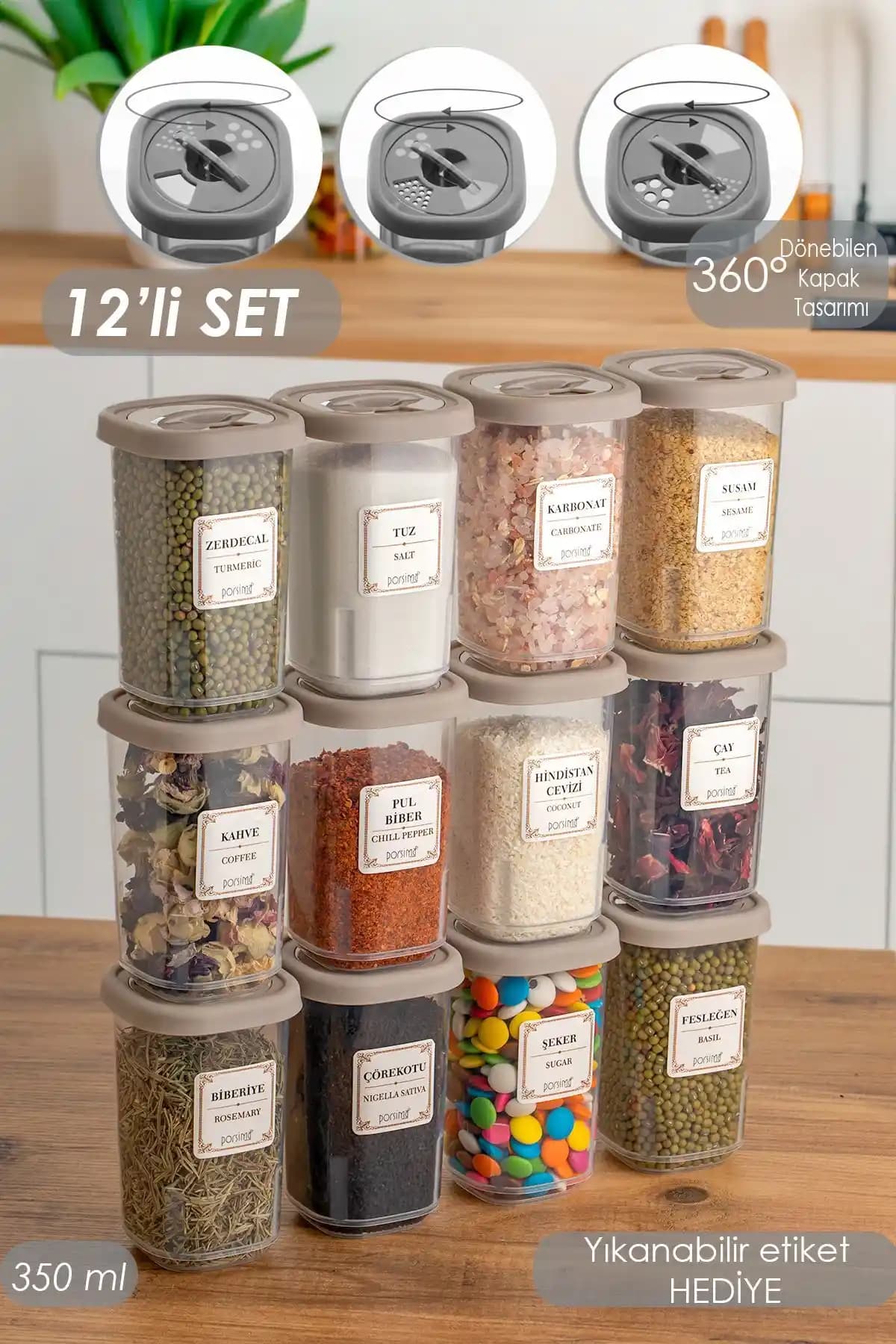 Porsima 1061 12li Baharatlık Seti ile Mutfakta Düzen ve Pratiklik Sağlayın