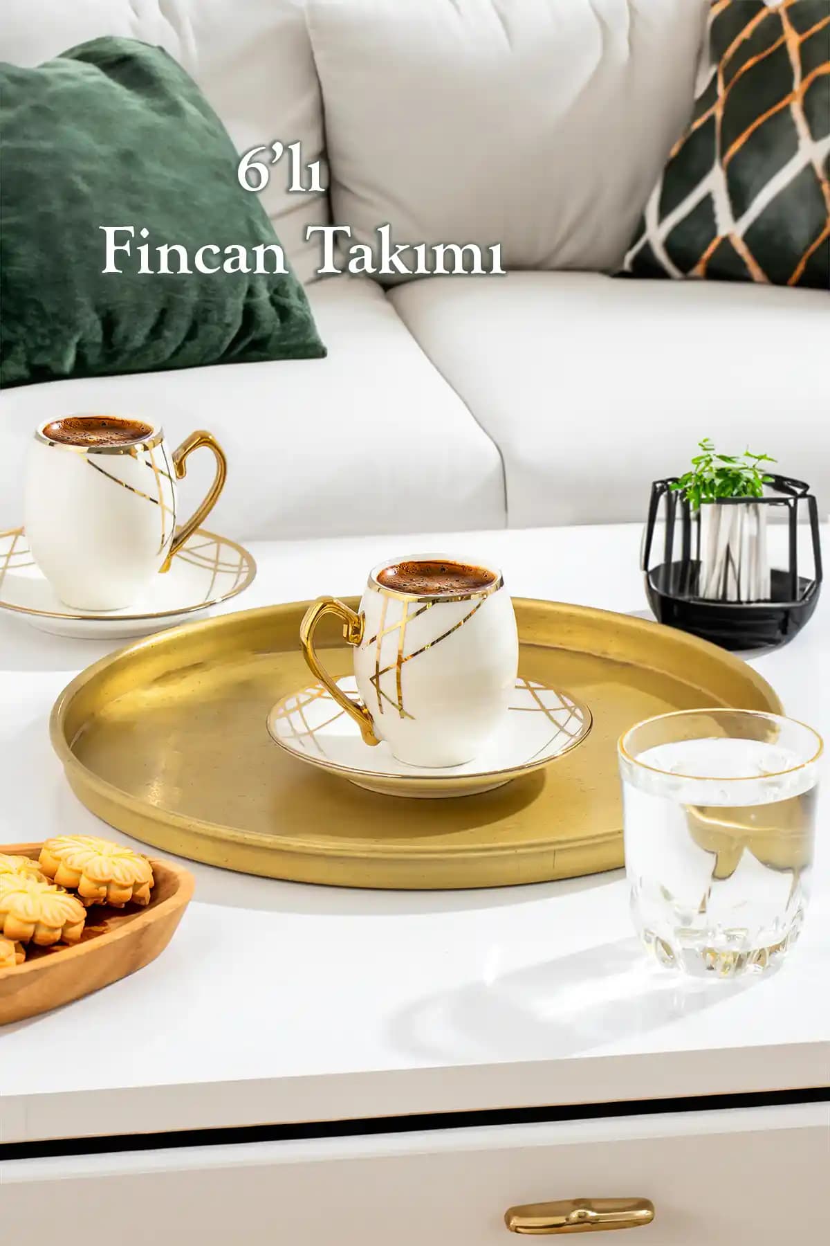 Porsima Solara Altın Yalızlı 6 Kişilik Kahve Fincan Seti Estetik ve Fonksiyonellik Bir Arada