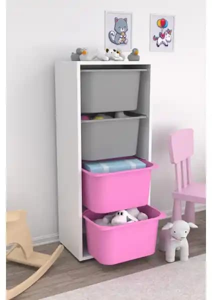 Pratico 4 Derin Sepetli Pembe Gri Çok Amaçlı Oyuncak Dolabı Detaylı İnceleme ve Kullanım İpuçları