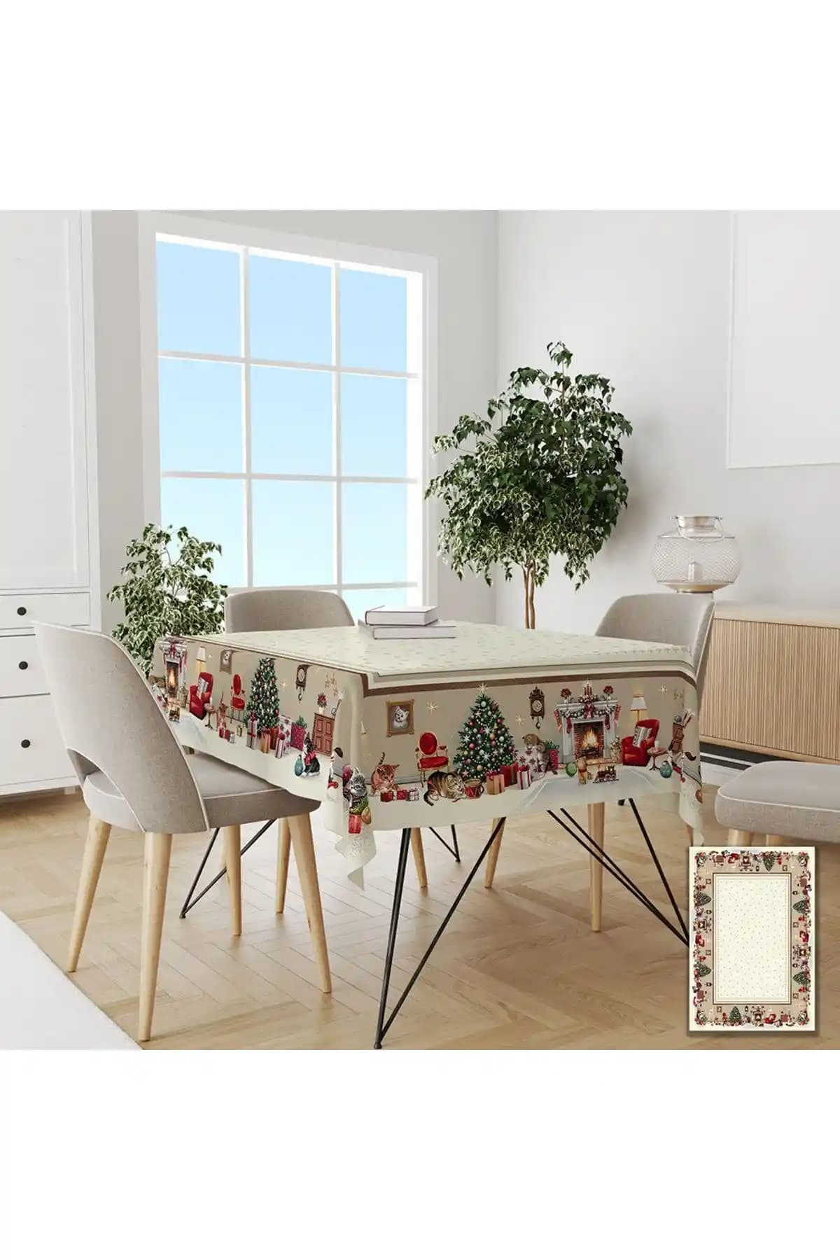 Pusula Home Yılbaşı Temalı Masa Örtüsü: Şık ve Dayanıklı Dekorasyon Ürünü