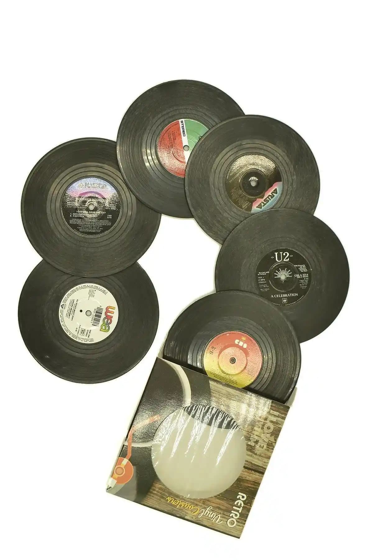 Retro Plak Tasarımlı Bardak Altlıkları Estetik ve Fonksiyonellik Bir Arada