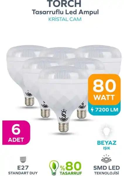 ŞANLED 80W Kristal Tasarruflu LED Ampul Geniş Alanlar İçin Enerji Verimli Aydınlatma Çözümü