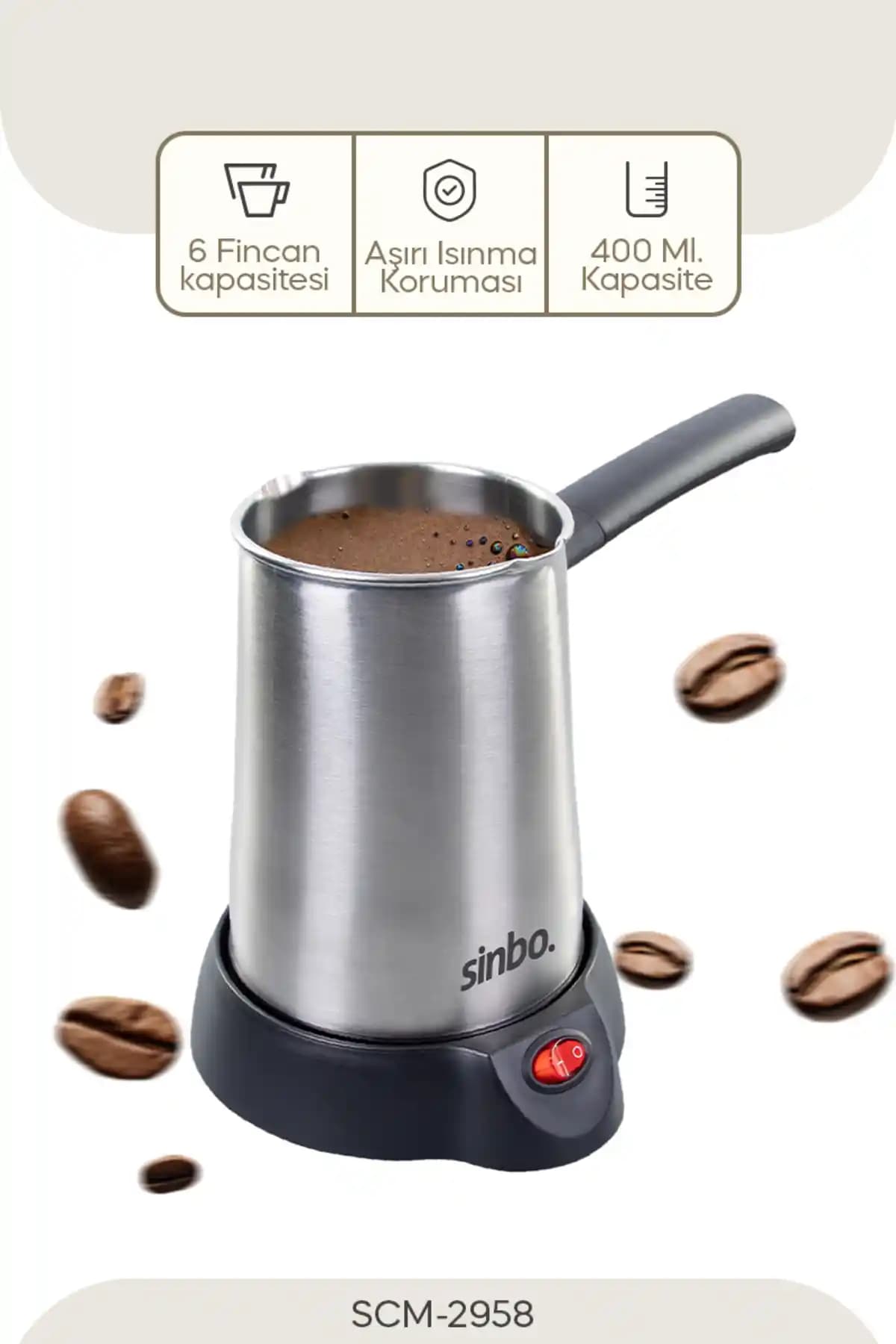 Sinbo SCM-2958 Elektrikli Cezve: Dayanıklı ve Şık Modern Kahve Aleti Özellikleri
