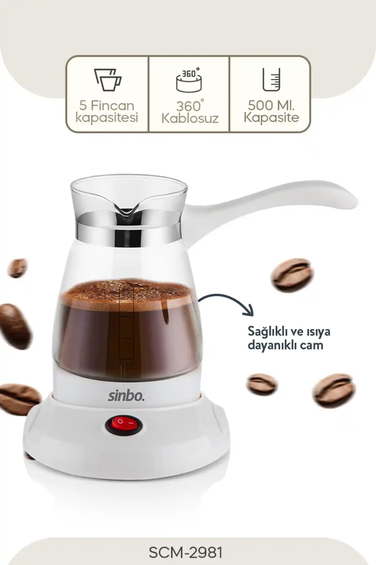 Sinbo SCM-2981 Elektrikli Cam Cezve: Modern Tasarım ve İşlevsellik Bir Arada
