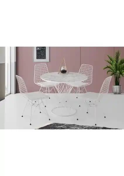 Sivas Gözde Yuvarlak Mutfak Masası ve 4 Sandalye Takımı Modern Tasarım ve Dayanıklılık