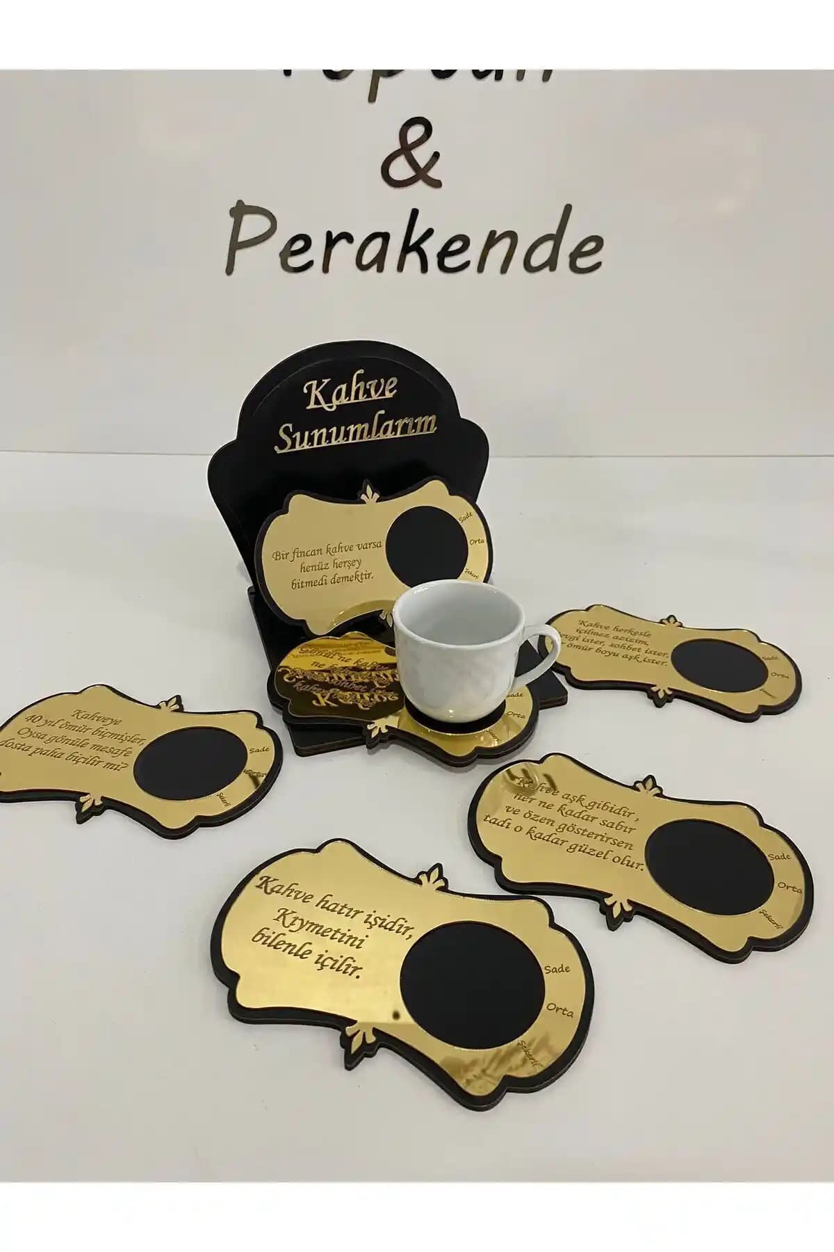 Taga 6'lı Gold Kahve Sunumluk: Şık ve Dayanıklı Modern Kahve Servis Seti