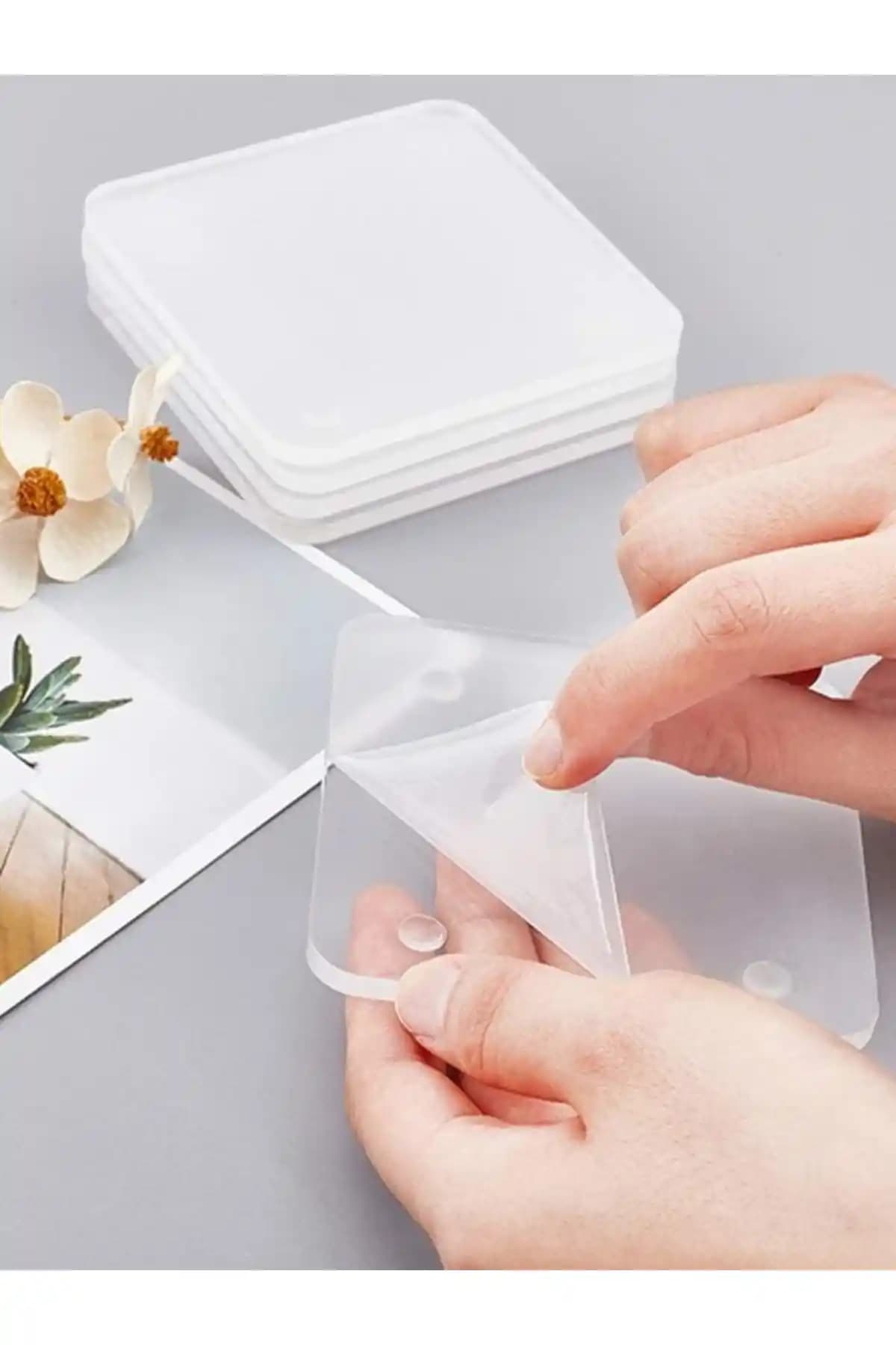 TIKLAYAKALA Pleksi Bardak Altlığı Şeffaf Kare 6'lı Paket Masa Koruma ve Dekoratif Ürünleri