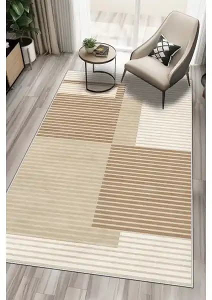 West Home Makinede Yıkanabilir Kaymaz Tabanlı Bej Çizgili Salon ve Mutfak Halısı Özellikleri ve Kullanım İpuçları