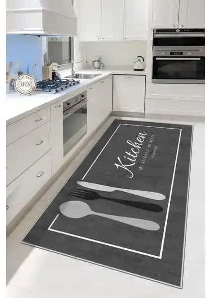West Home Makinede Yıkanabilir Kaymaz Tabanlı Gri Mutfak Halısı Özellikleri ve Kullanım Avantajları