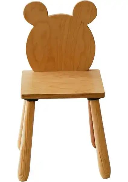 Wood & Joy Doğal Ahşap Çocuk Sandalye Ayı Güvenli ve Estetik Tasarım