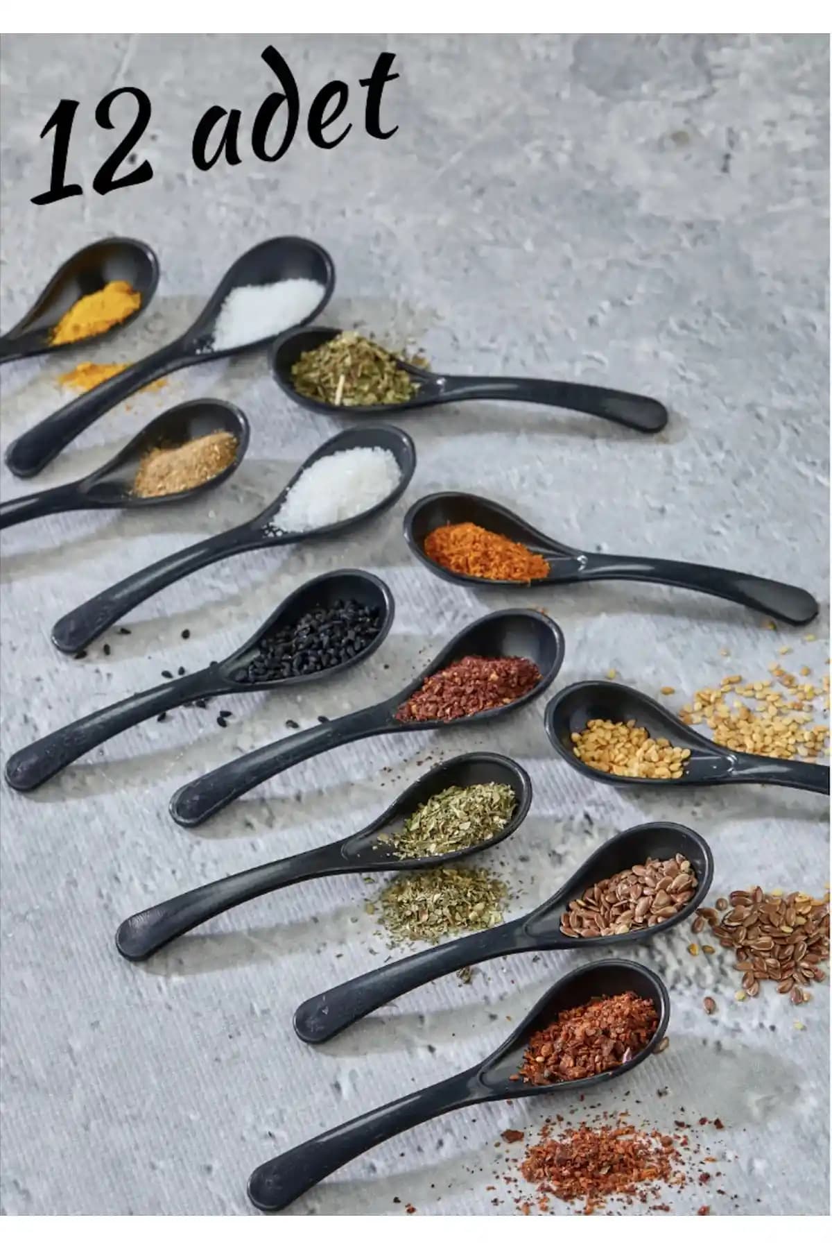 YALÇINKAYA HOME 12 Adet Siyah Servis Kaşığı Seti Modern ve Dayanıklı Tasarım