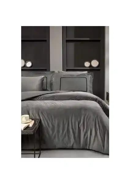 Yataş CharMe Pietro Kadife Saten Çift Kişilik Nevresim Takımı Antrasit