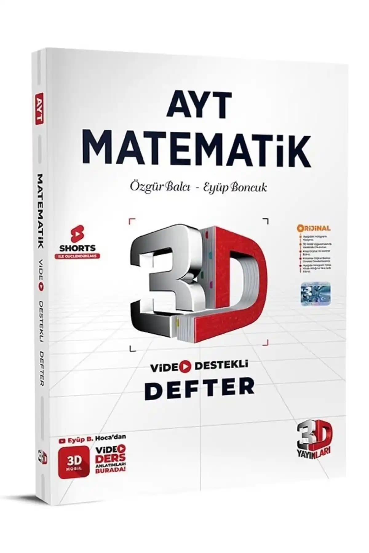 3D Yayınları AYT Matematik Video Destekli Defter: Sınava Hazırlık İçin Kapsamlı Eğitim Kaynağı