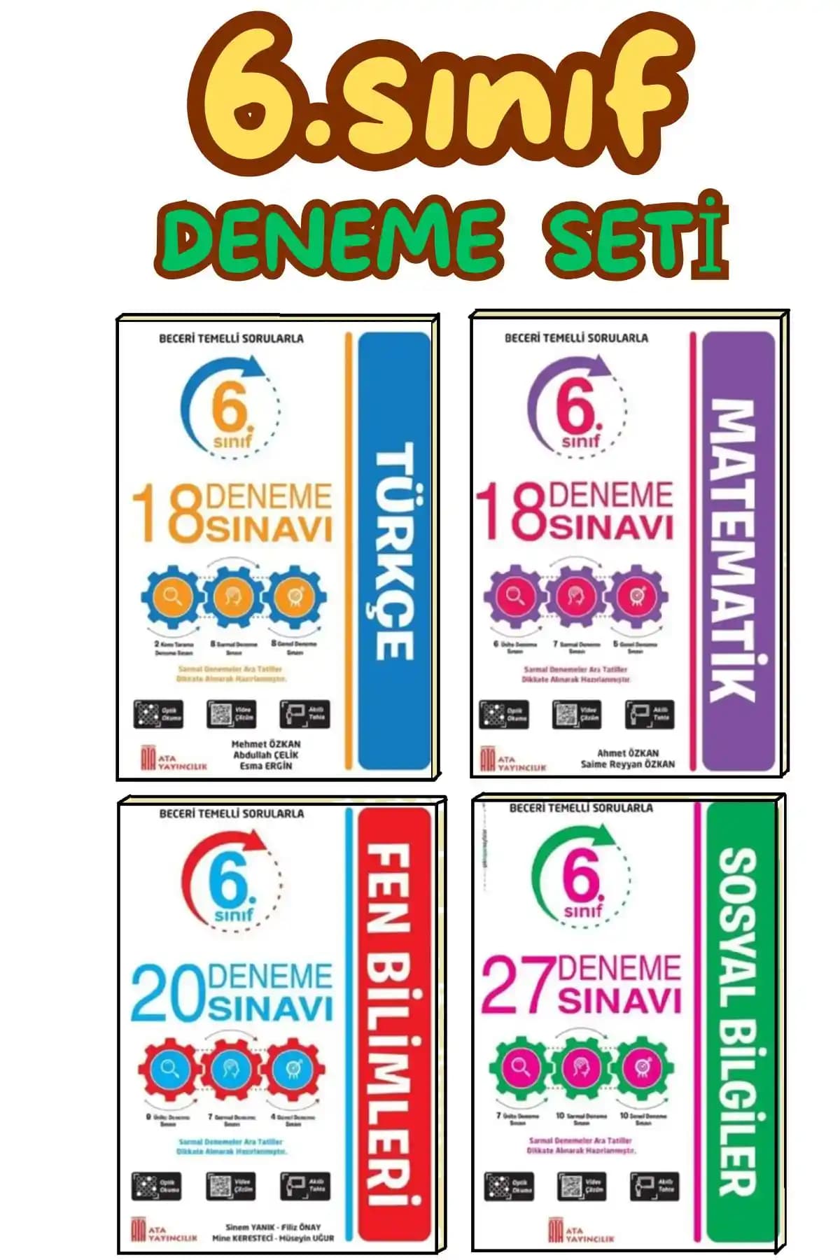 Ata Yayıncılık 6. Sınıf Deneme Sınavları Seti Matematik Türkçe Fen Sosyal Dersleri