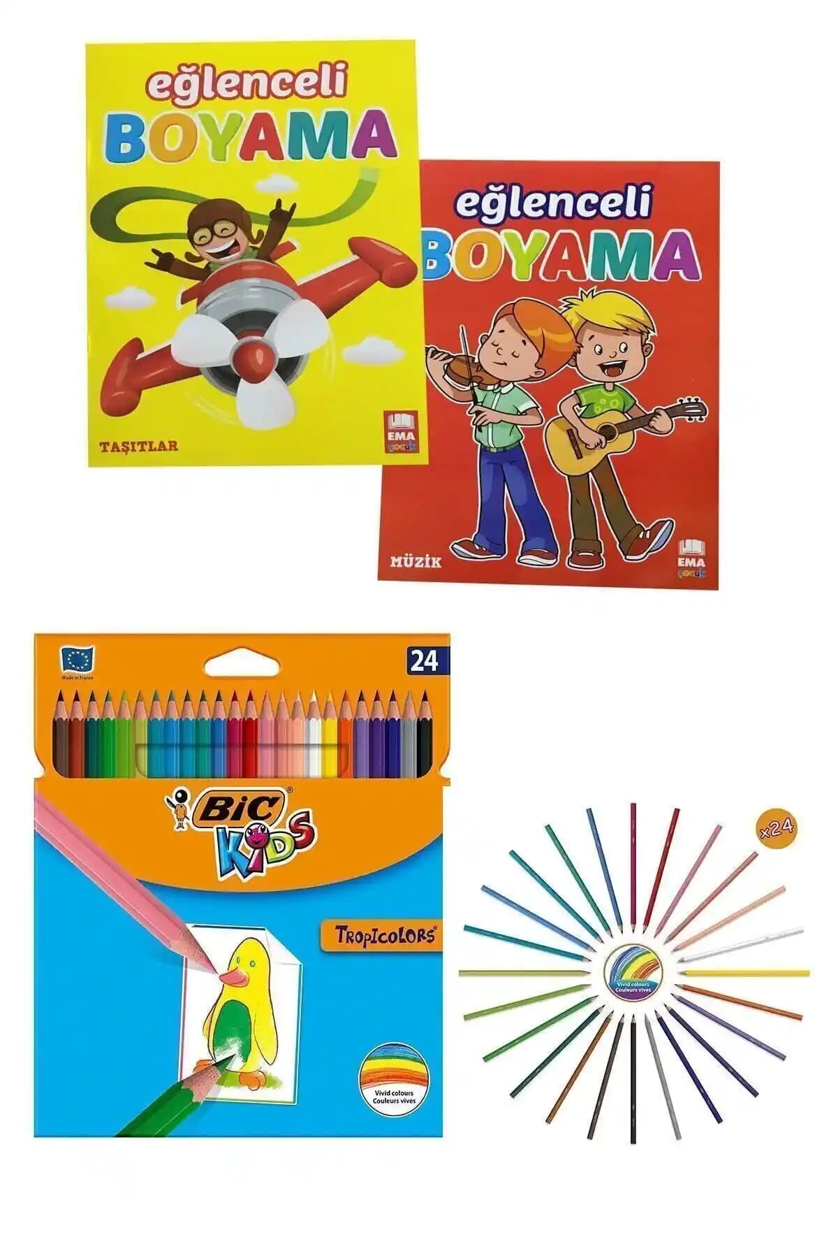 Bic Tropicolor Kuru Boya Kalemi 24'lü ve Boyama Kitabı Seti Çocuklar İçin Sanatsal Fırsat