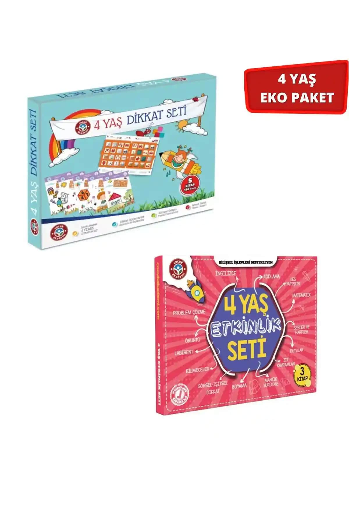 Çocuk Akademi 4 Yaş Dikkat ve Etkinlik Eko Paketi: Erken Gelişim ve Öğrenme Destekleyici Set