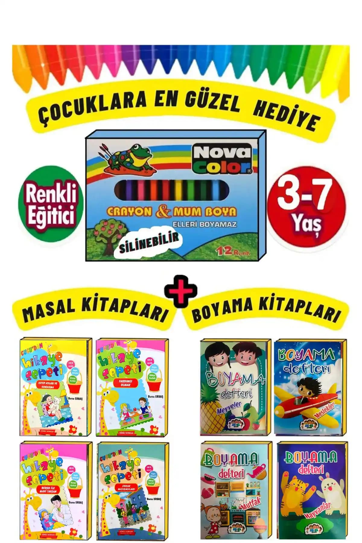 Gönül Yayıncılık Eğitici ve Öğretici Boyama ile Hikaye Seti 3-7 Yaş Çocuklar İçin